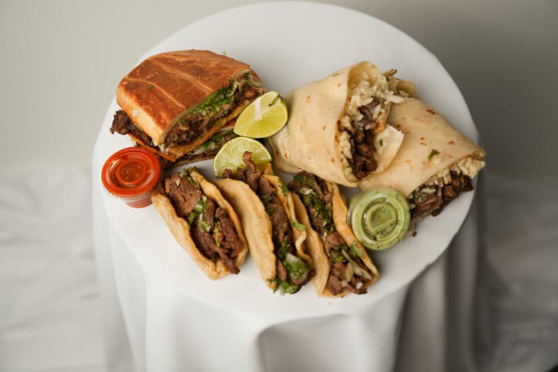 Tortas, burrito and tacos from above