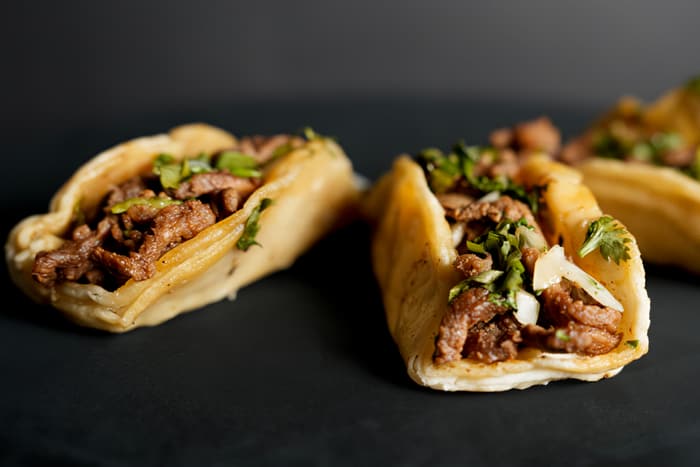 Street tacos with onion and cilantro
